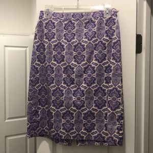 Jcrew purple and white pencil skirt.